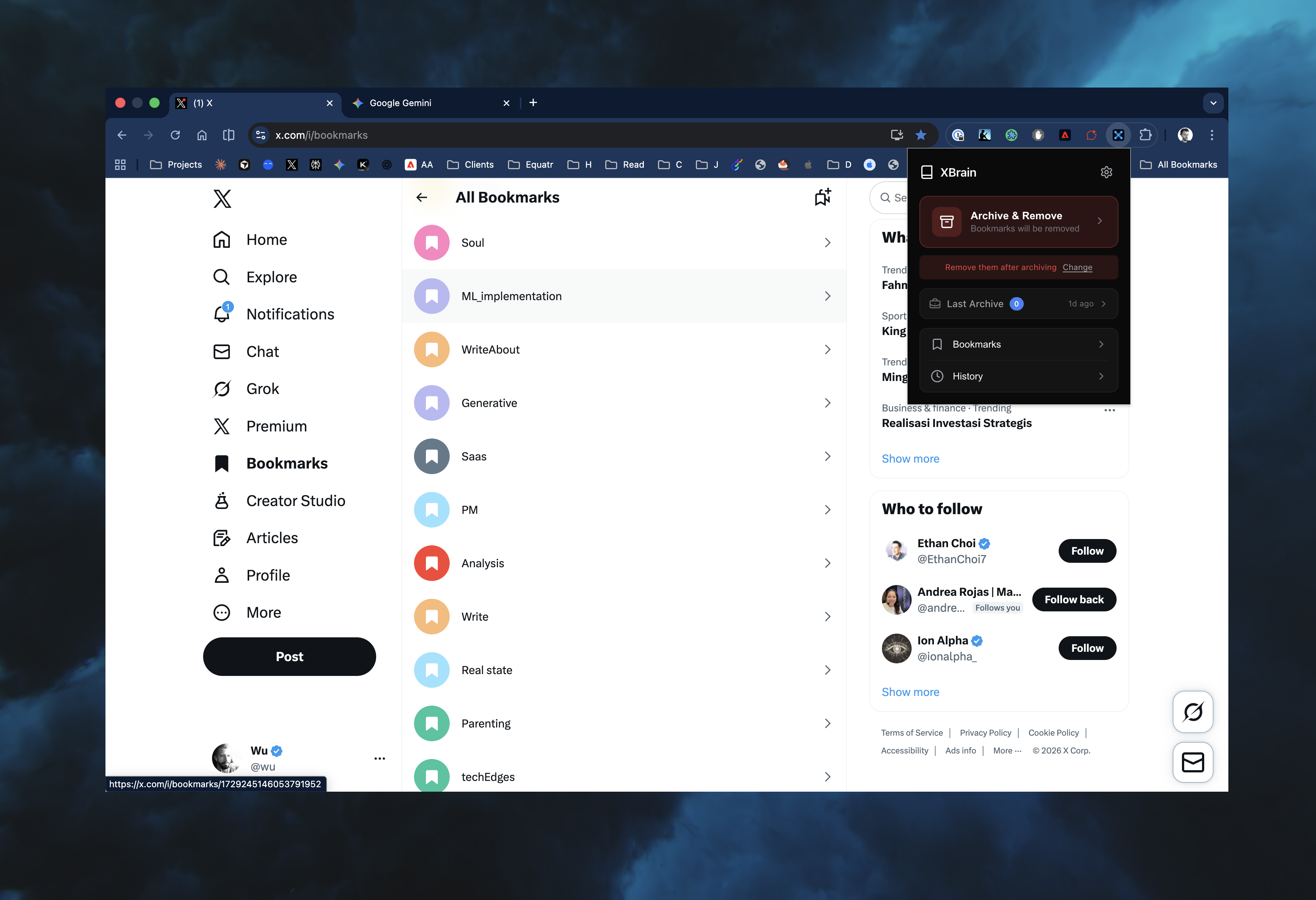 Screenshot of the extension